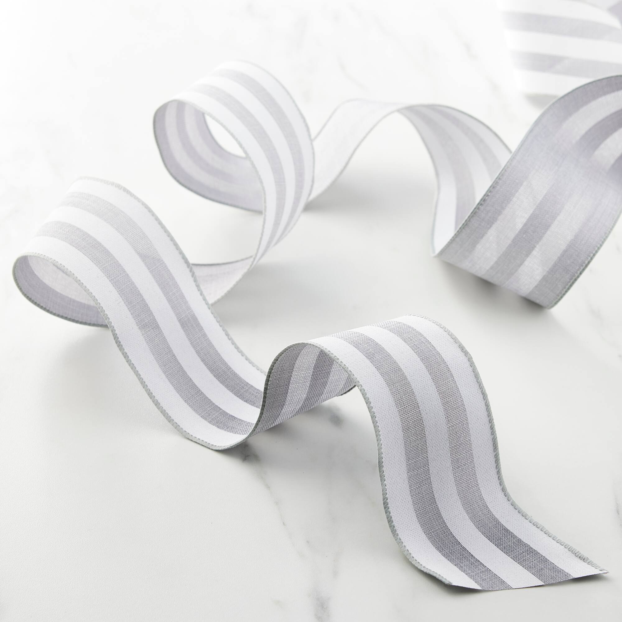 2.5" x 25ft. Faux Linen Wired Thick Striped Ribbon by Celebrate It™ Décor